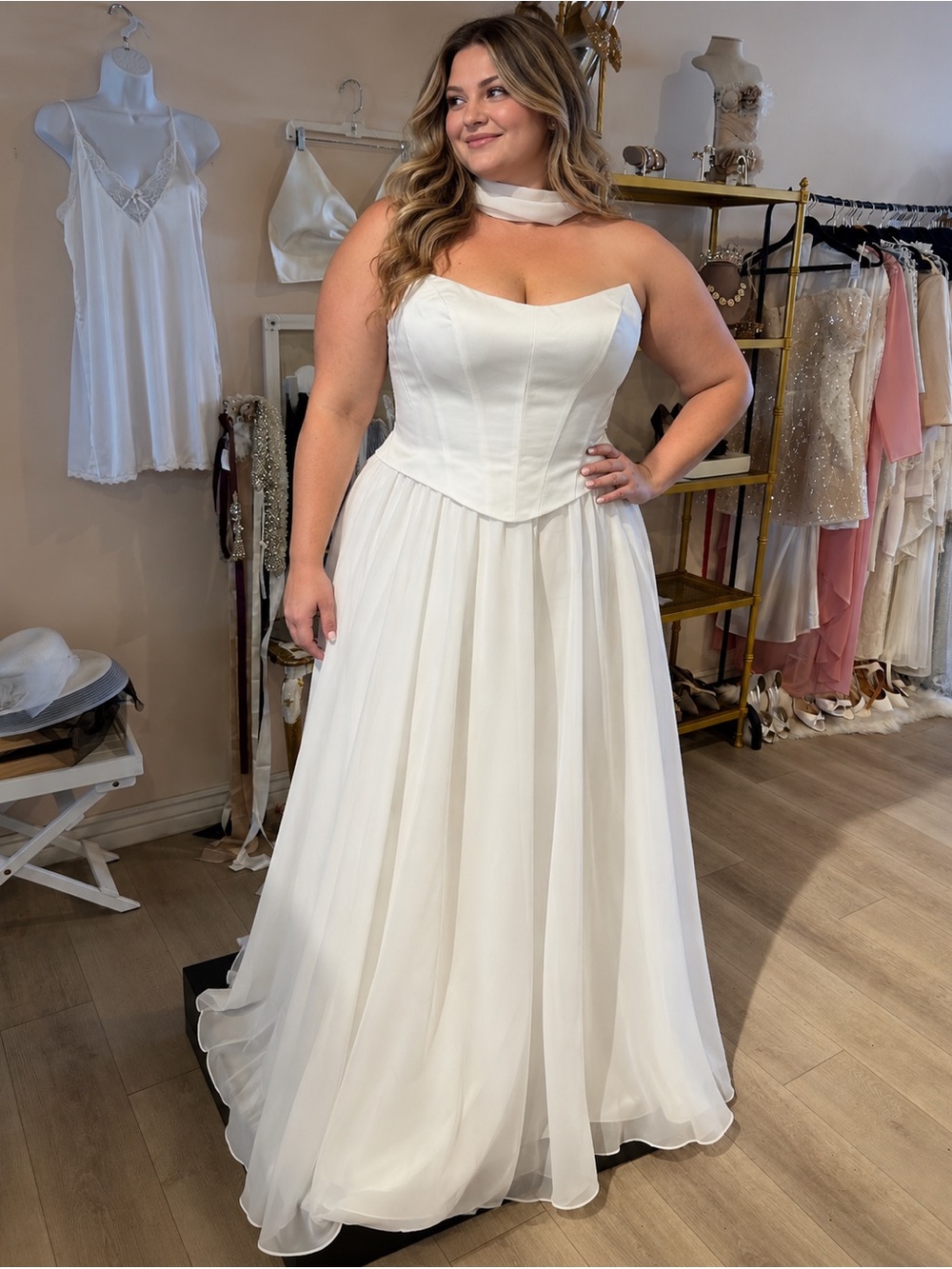 Ivory Strapless Corset Bodice A-Line Wedding Dress